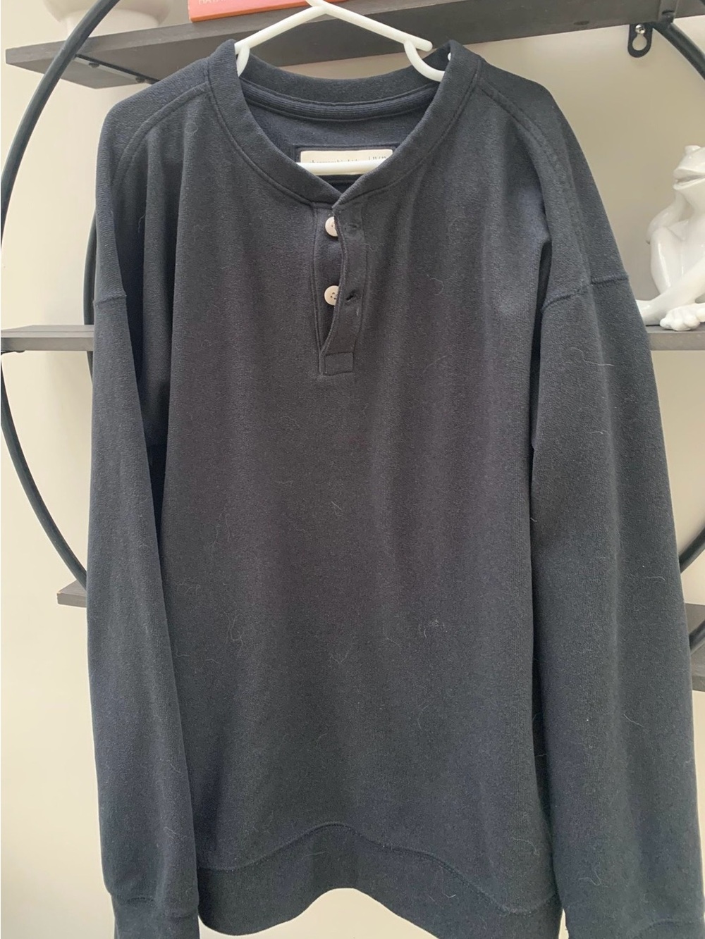 abercrombie kids Black Long-Sleeve Henley Sweatshirt